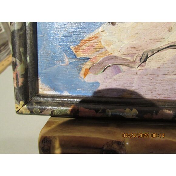 Original winged angel painting on wood framed signed by artist gallery wall art - Picture 2 of 9